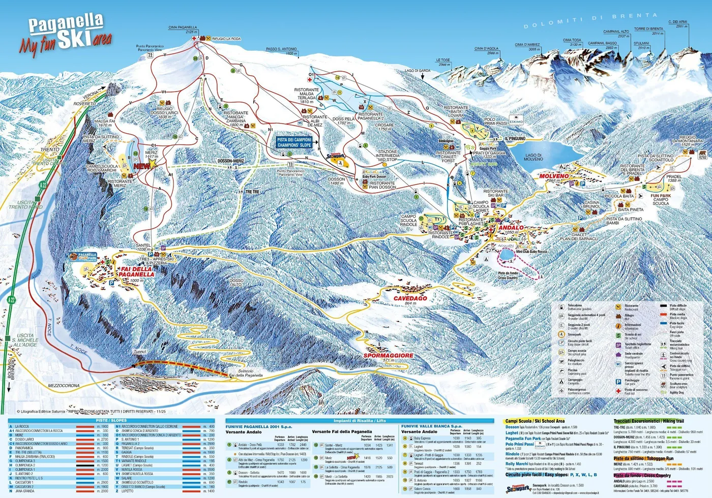 Mapa tras narciarskich w Andalo