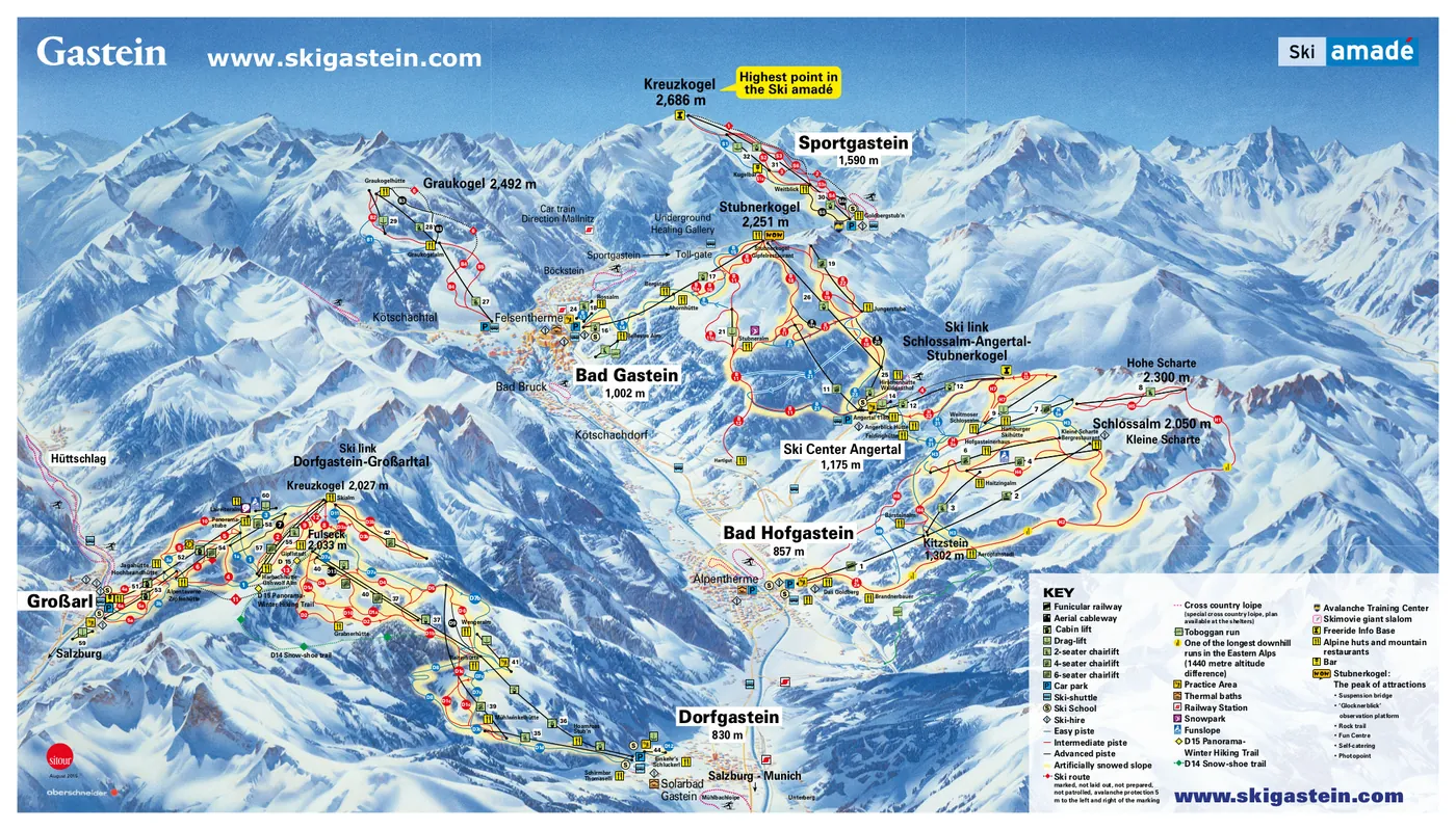 Mapa tras narciarskich w Bad Hofgastein