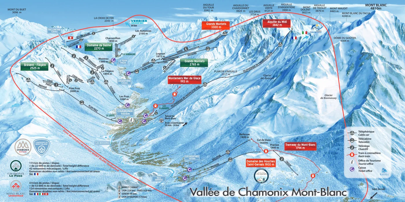 Mapa tras Chamonix