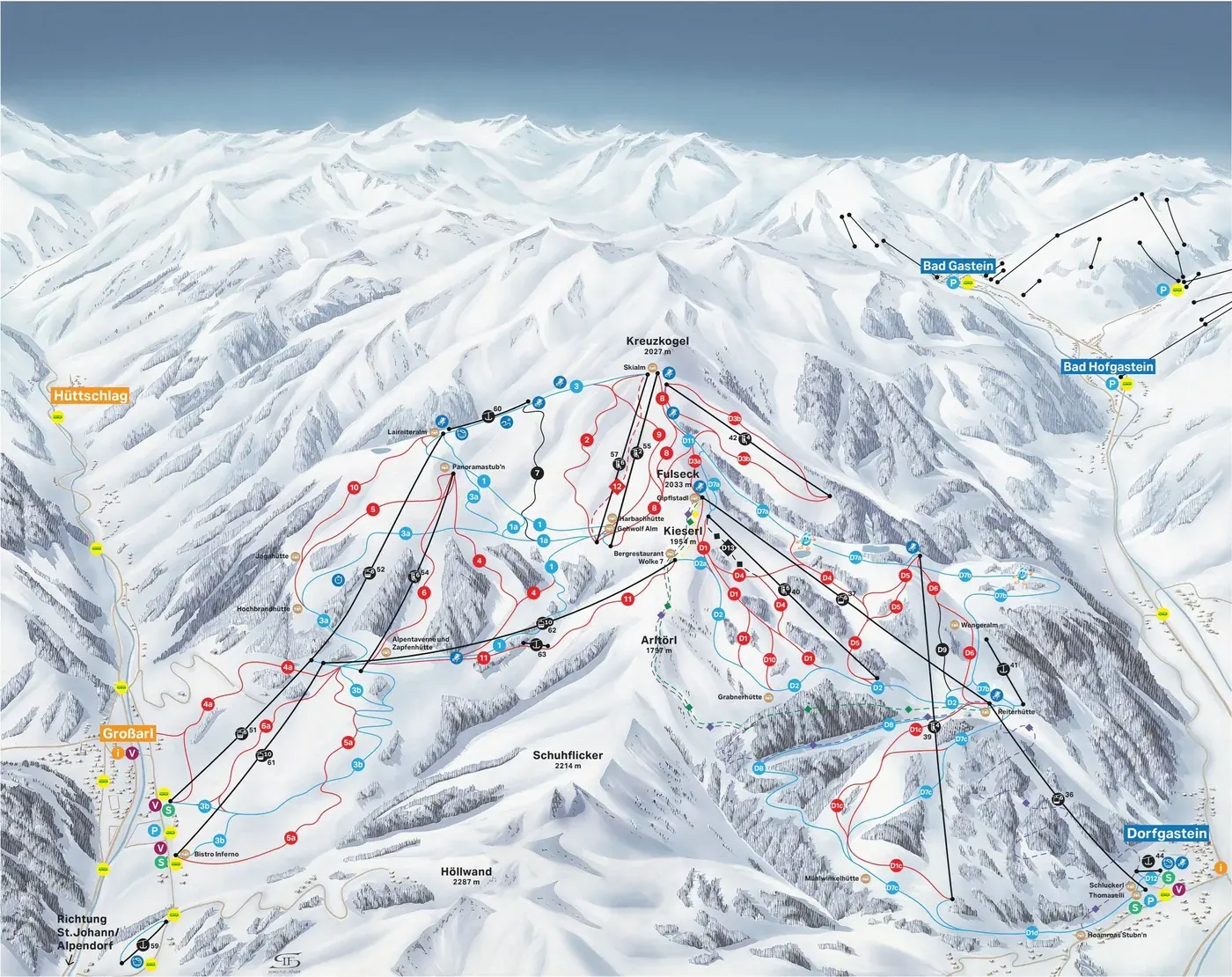 Mapa tras narciarskich w Dorfgastein