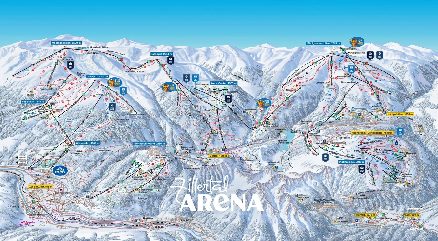 Mapa tras narciarskich w Gerlos