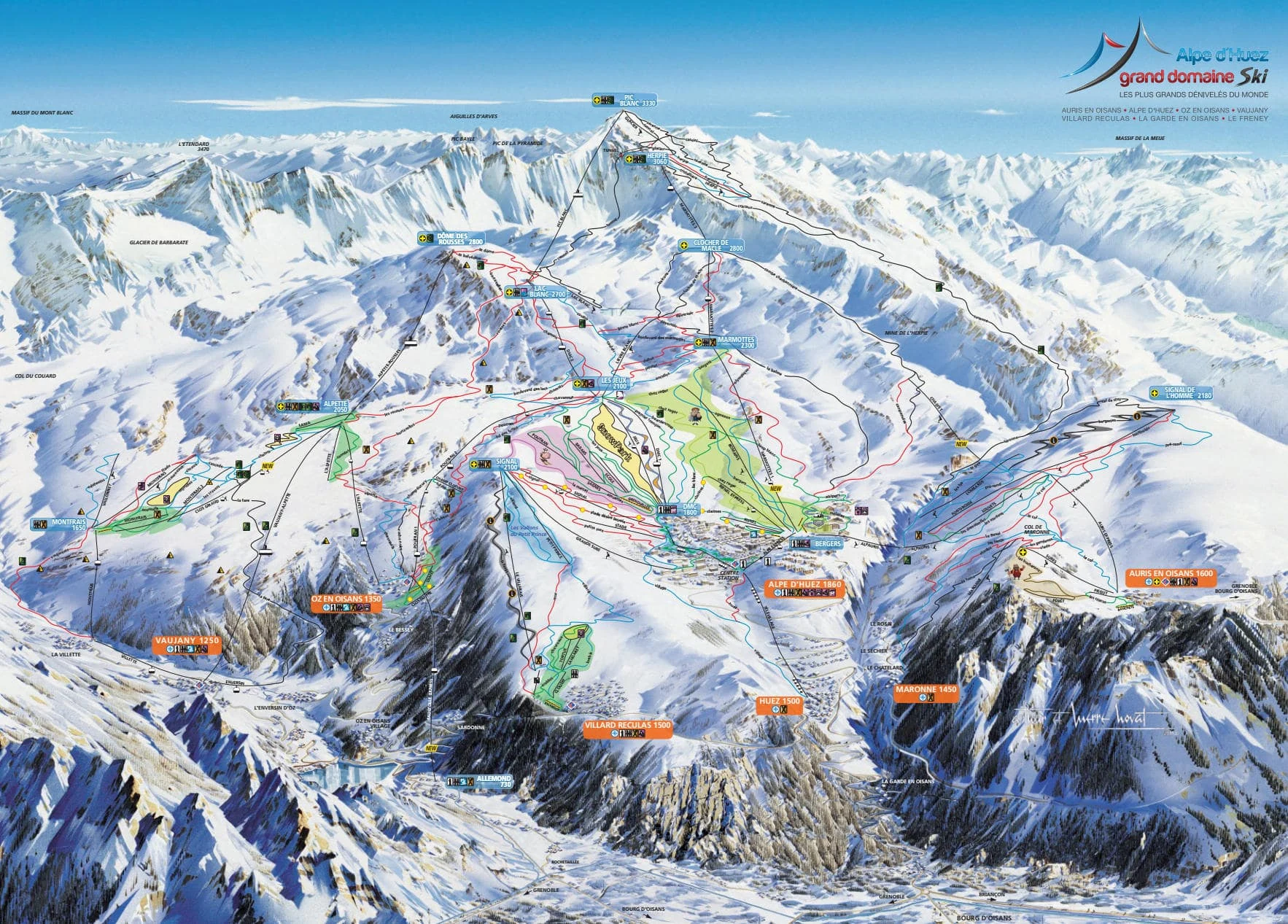 Mapa tras w Alpe d'Huez