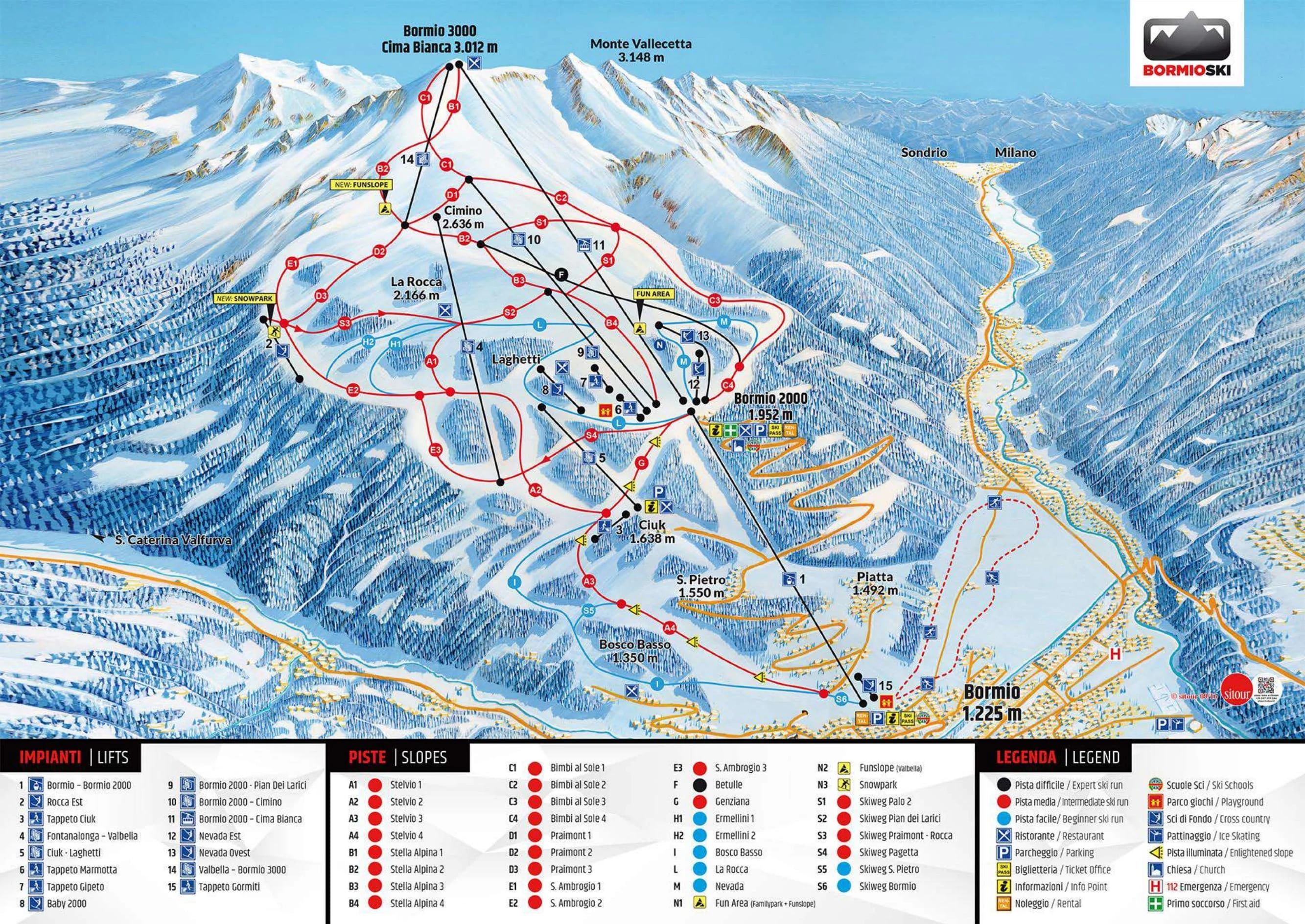 Mapa tras w Bormio