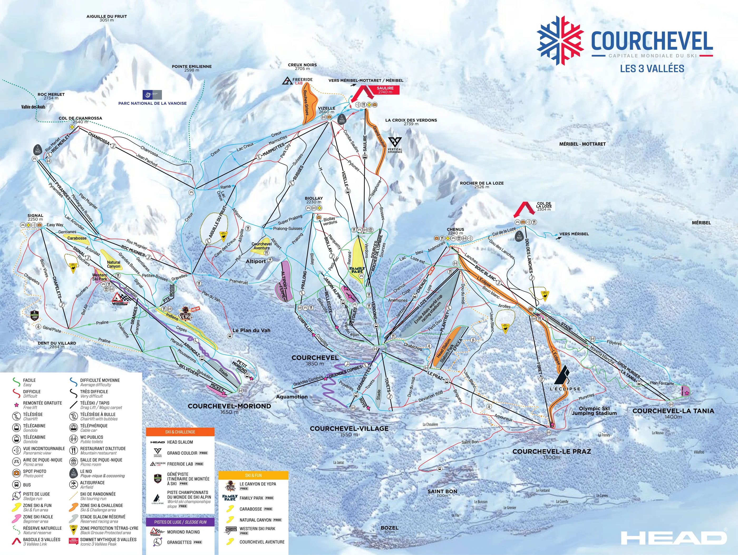 Mapa tras narciarskich w Courchevel