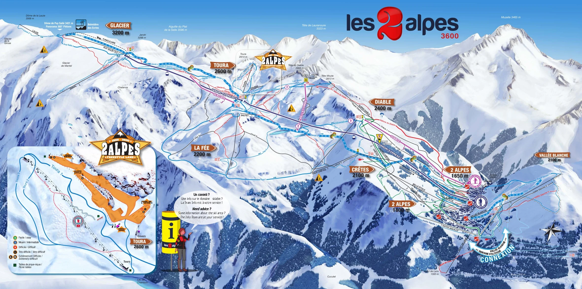 Mapa tras w Les Deux Alpes