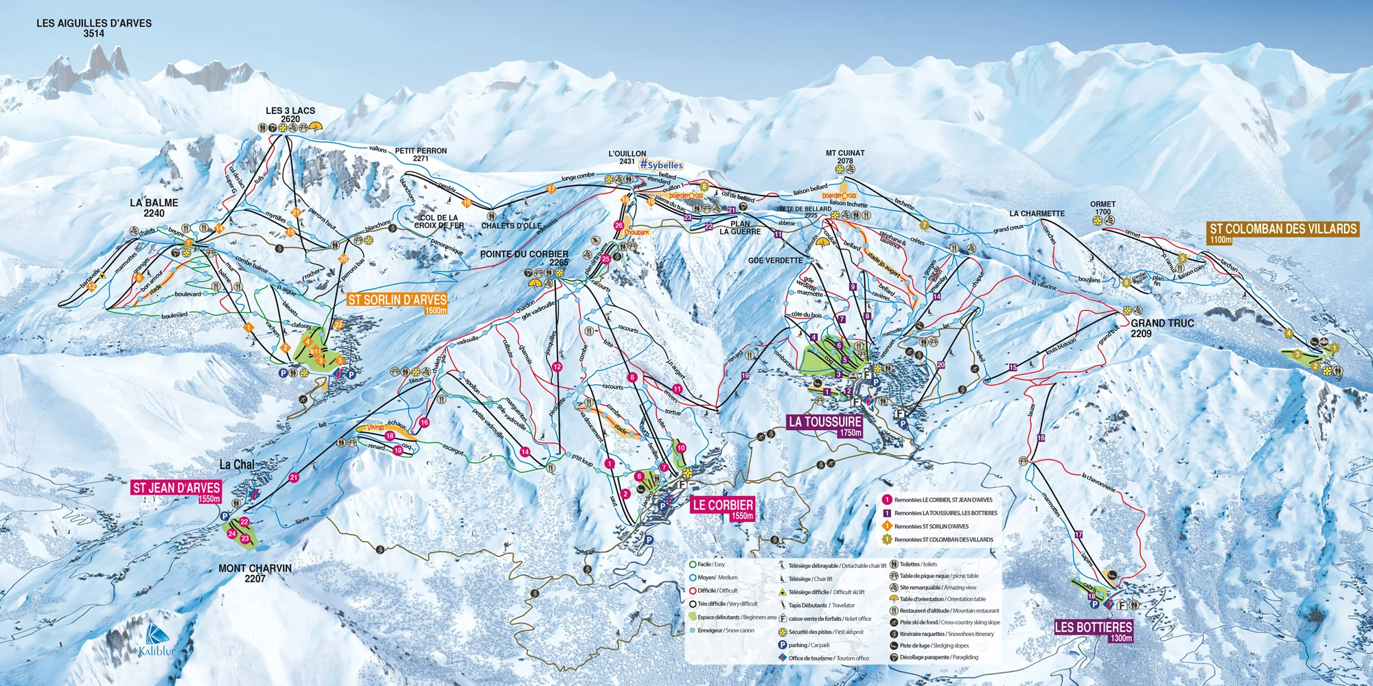 Mapa tras w Les Sybelles