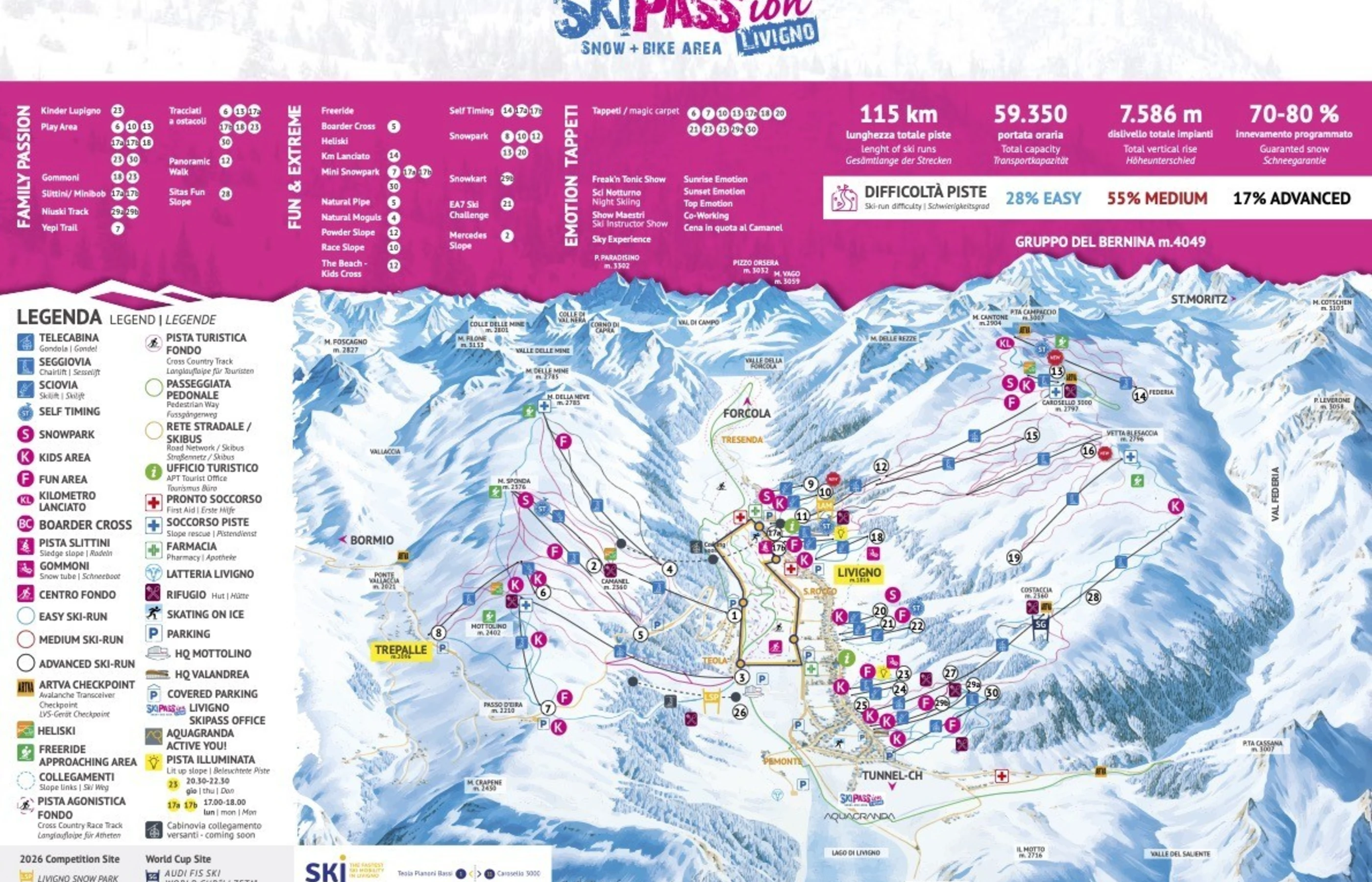 Mapa tras w Livigno