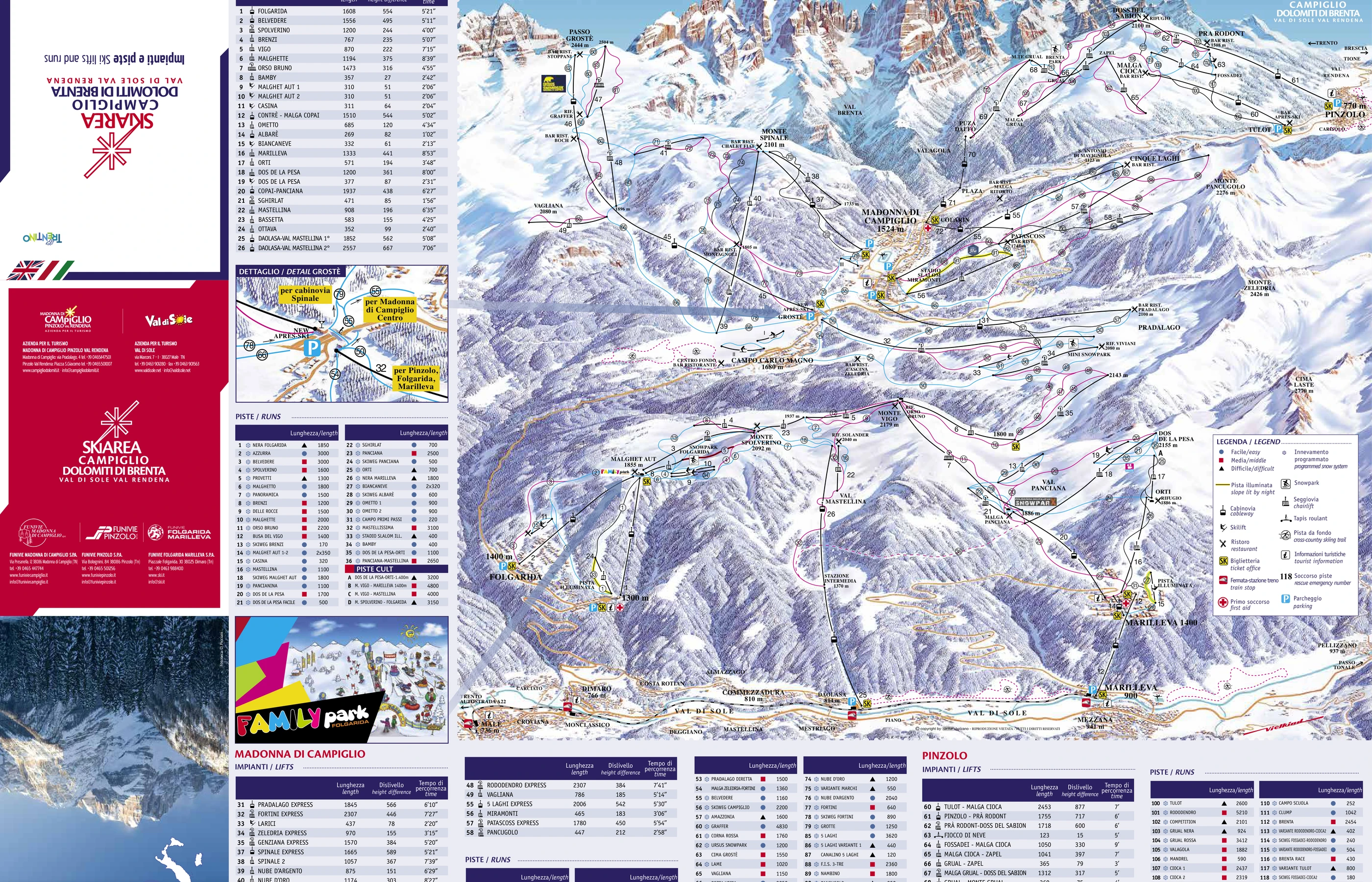 Mapa tras narciarskich w Madonna di Campiglio