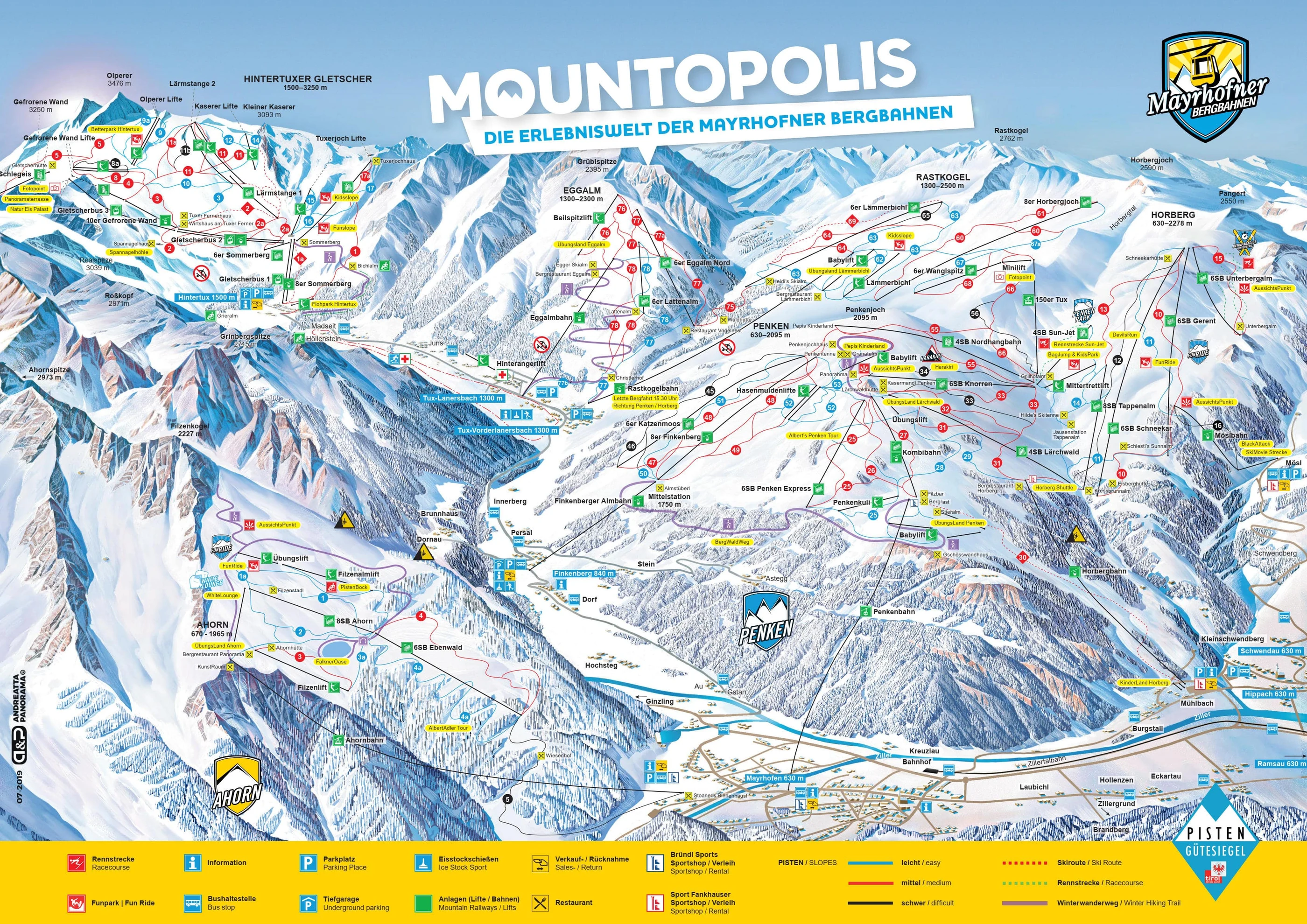 Mapa tras narciarskich w Mayrhofen
