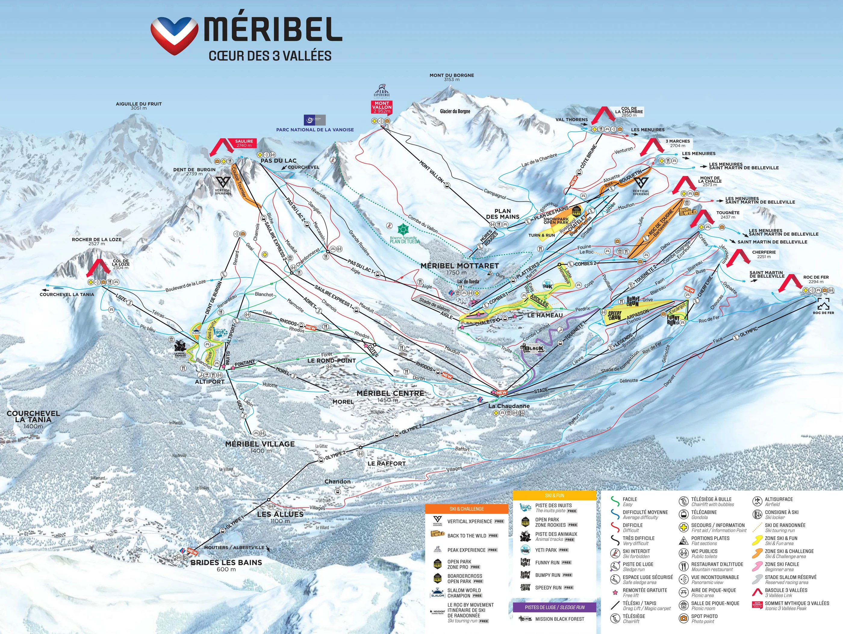 Mapa tras narciarskich w Méribel