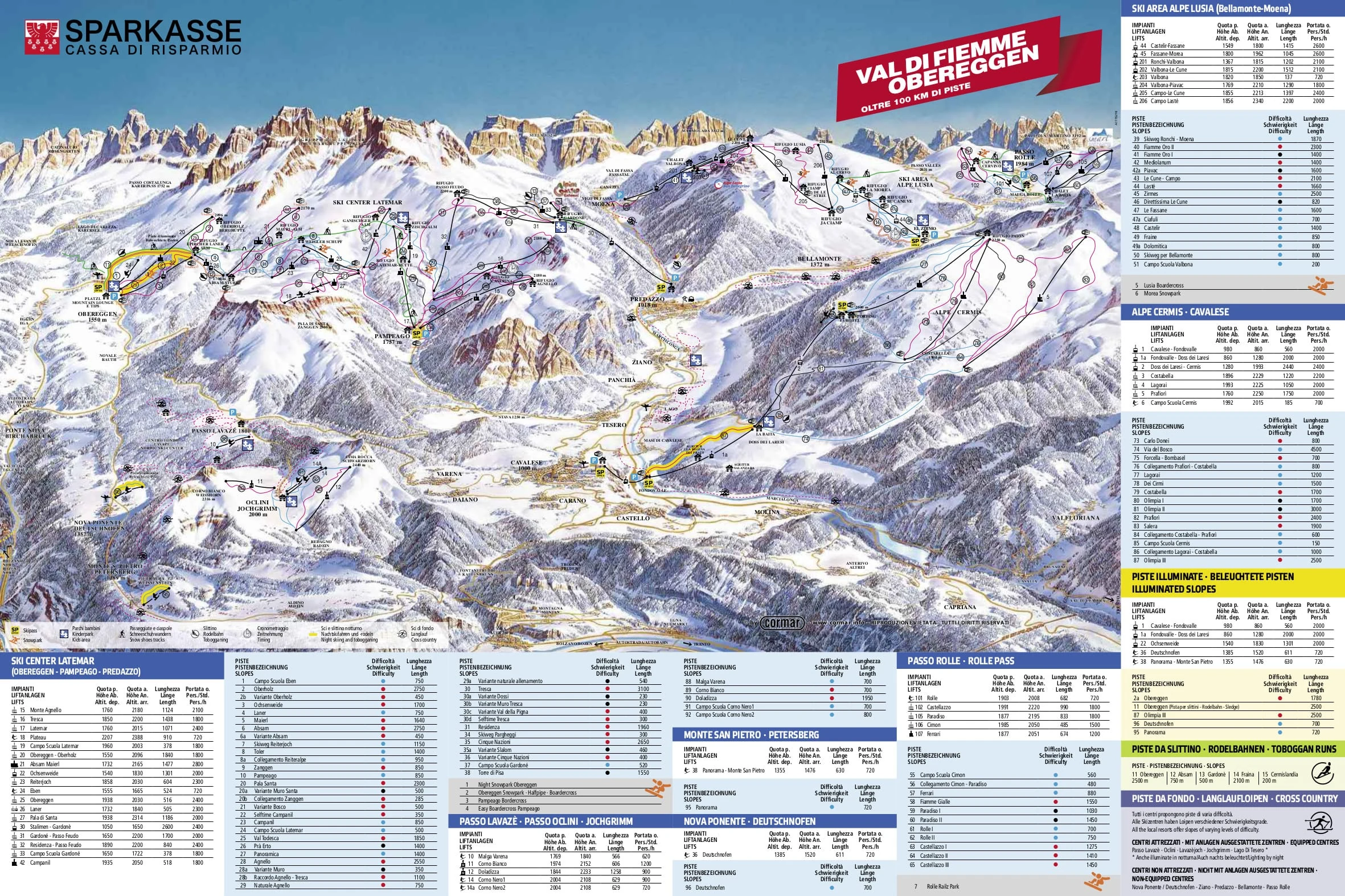 Mapa tras narciarskich w Moena