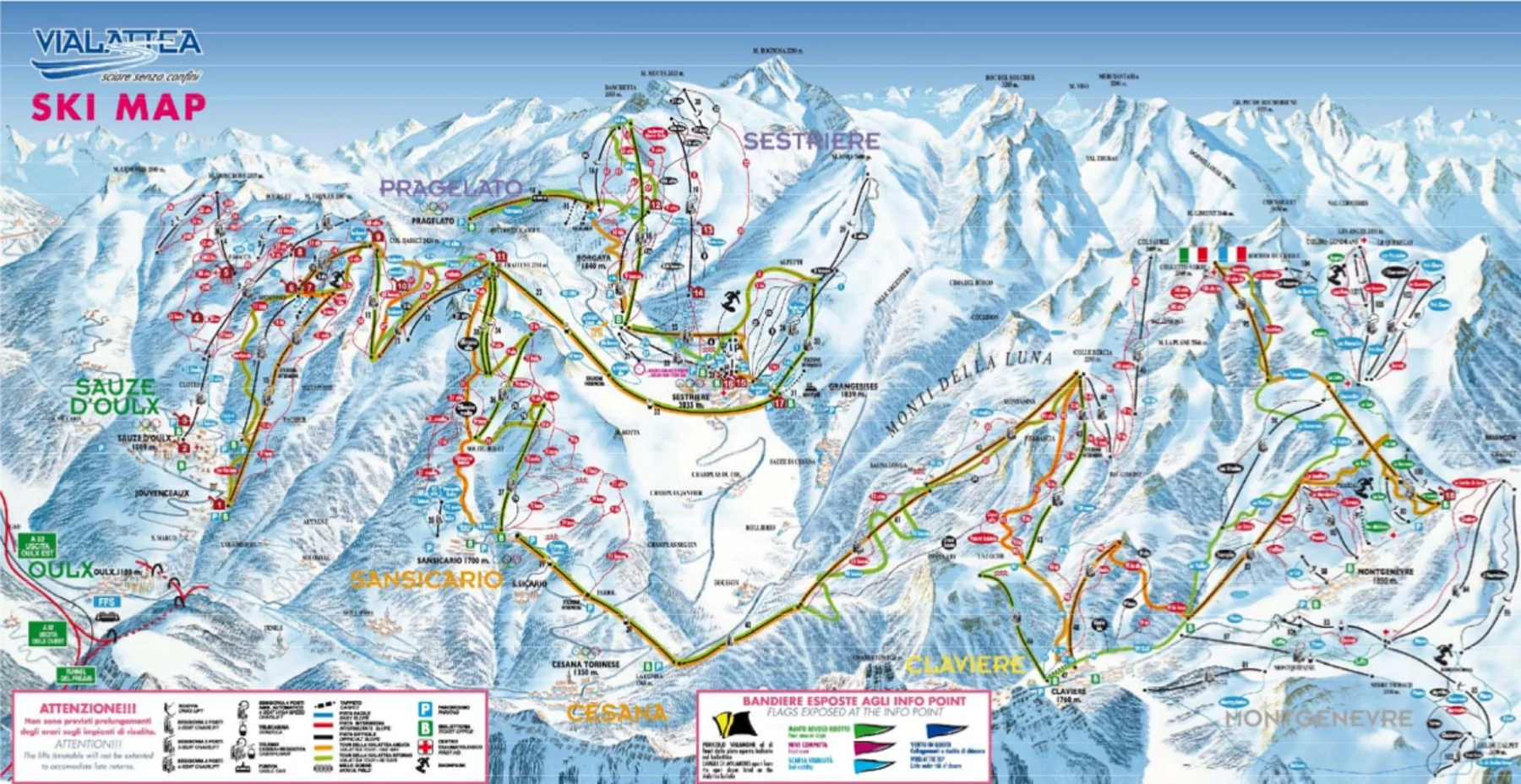Mapa tras narciarskich w Sestriere