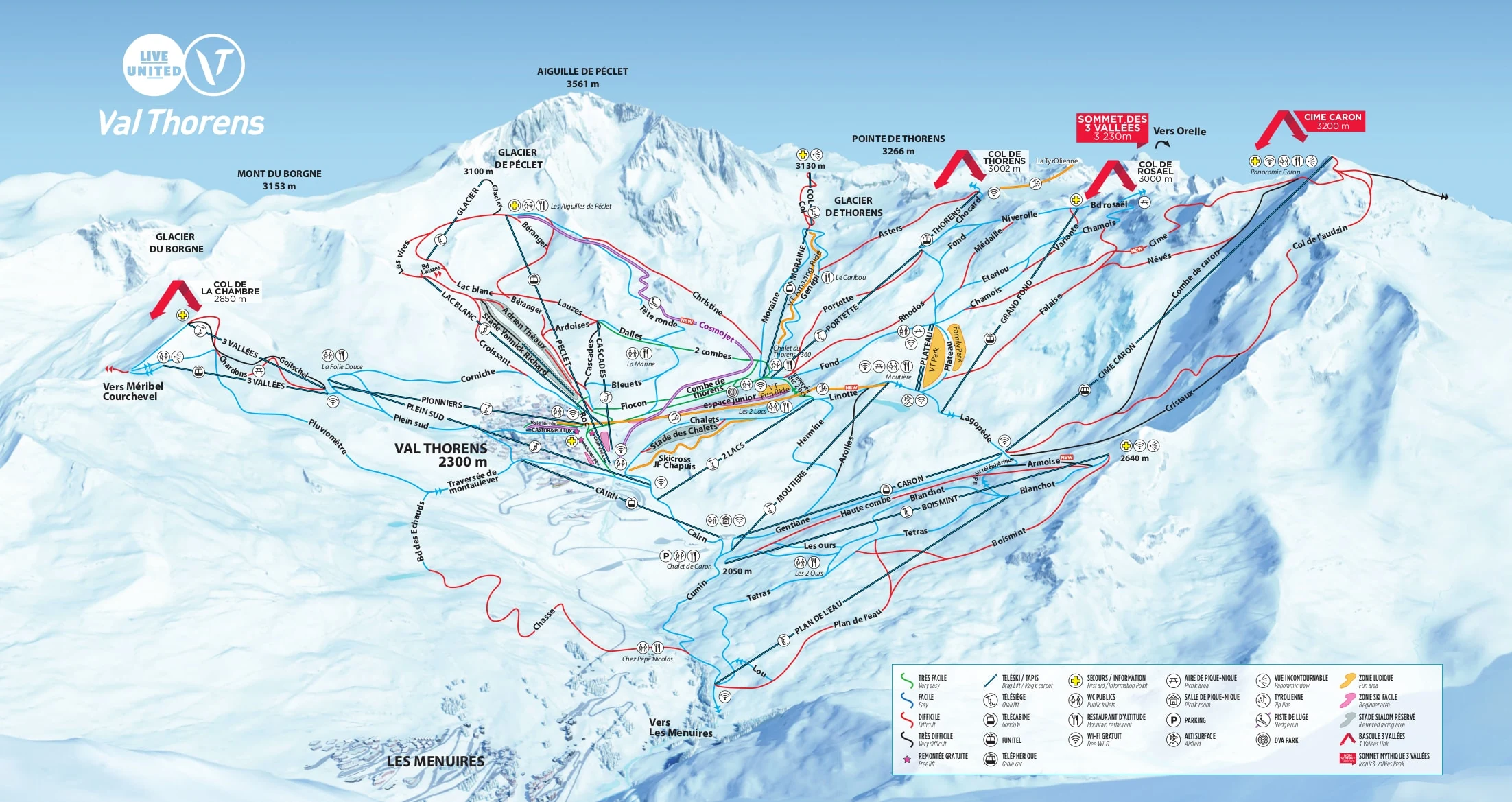Mapa tras narciarskich w Val Thorens