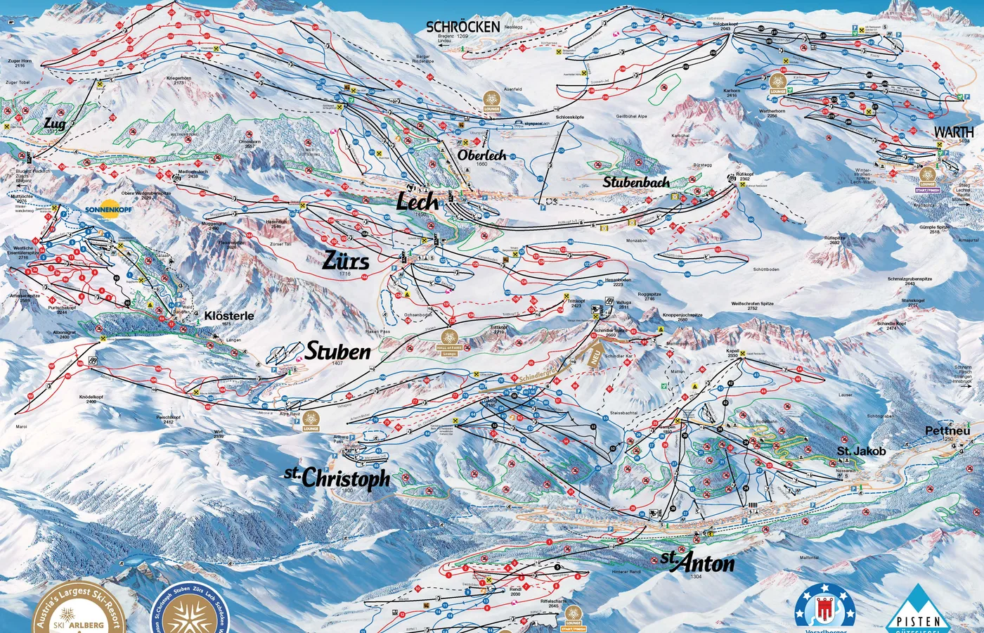 Mapa tras Lech-Zürs