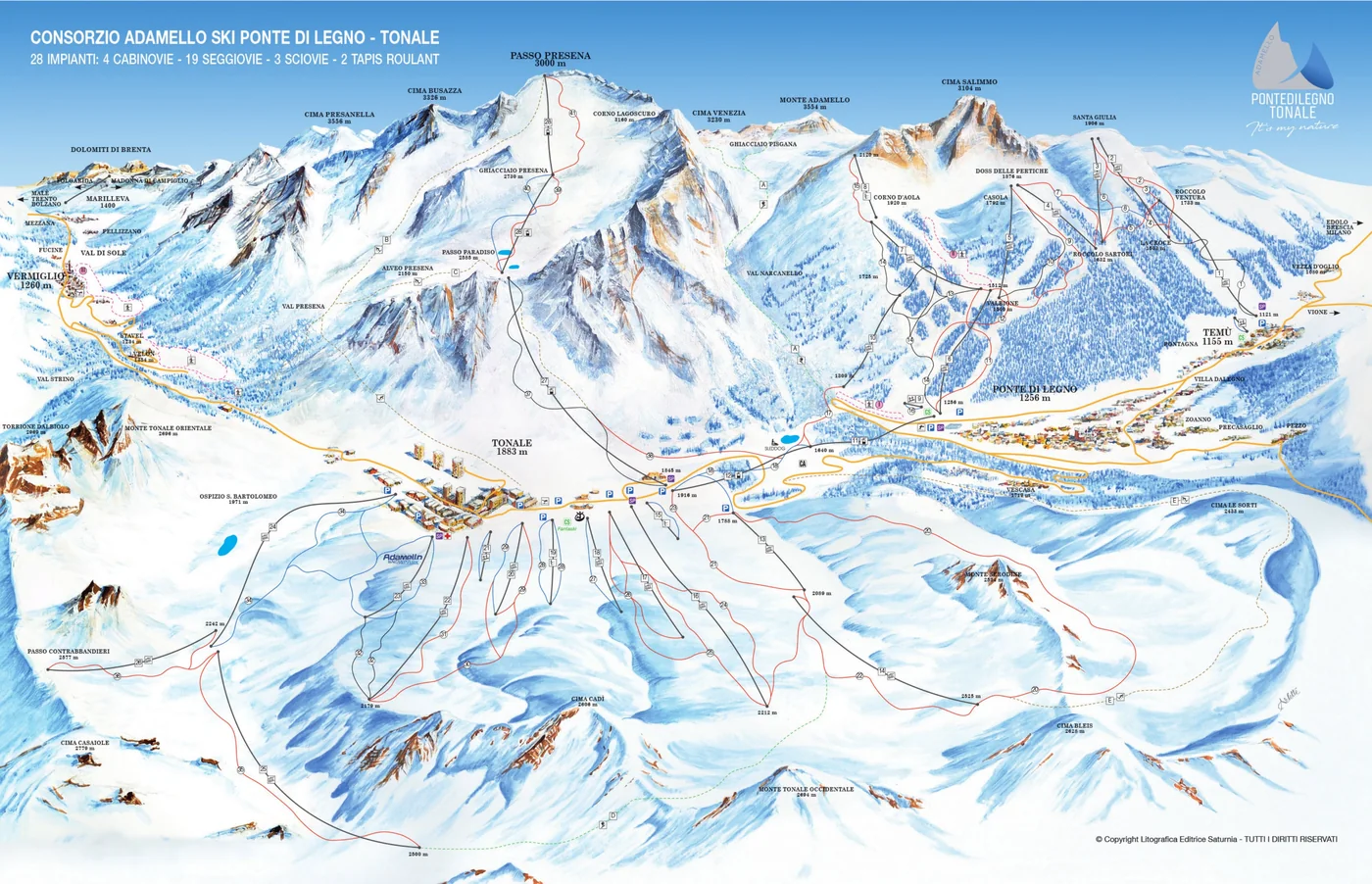 Mapa tras Passo Tonale