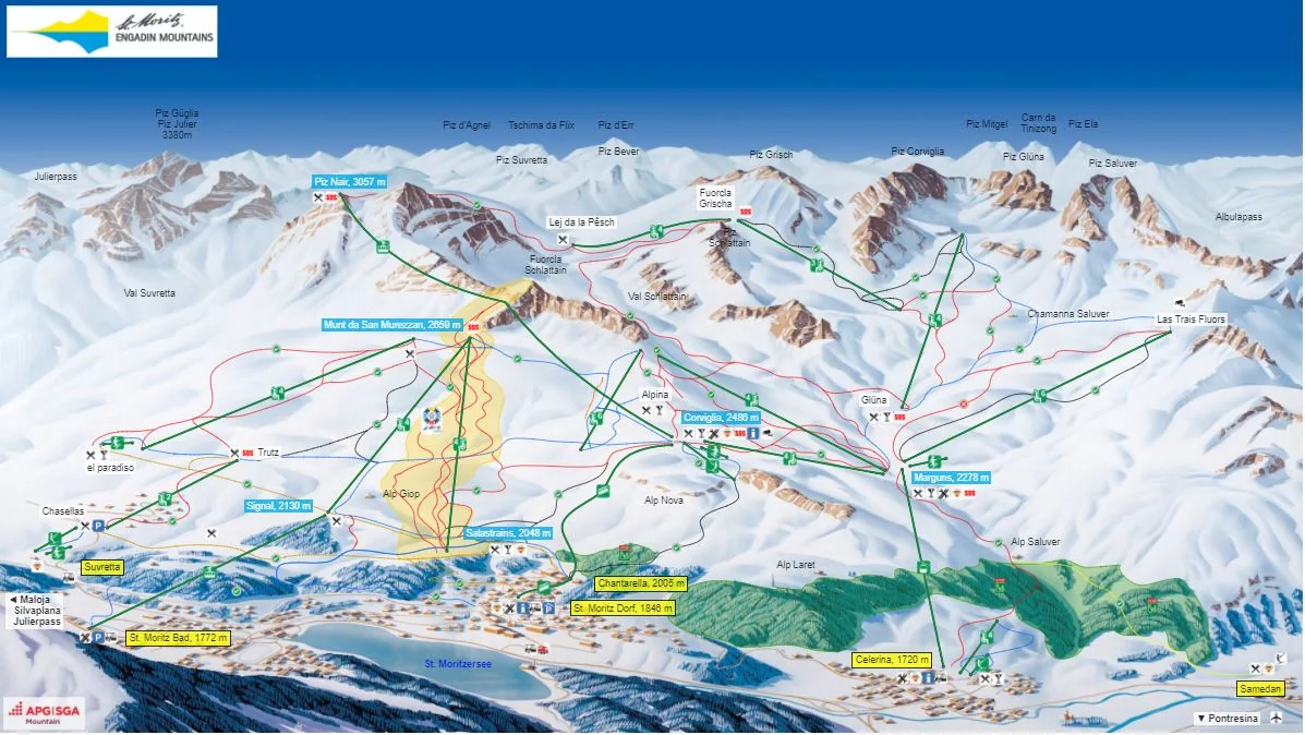 Mapa tras St. Moritz