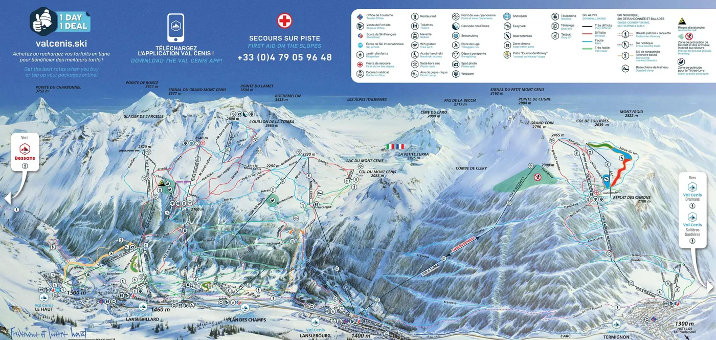 Mapa tras narciarskich w Val Cenis