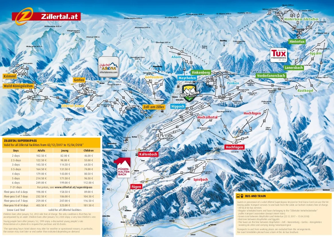 Mapa tras Zillertal Arena