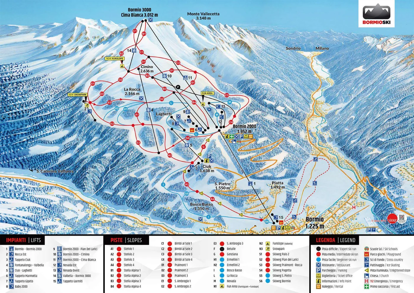 Mapa tras w Bormio