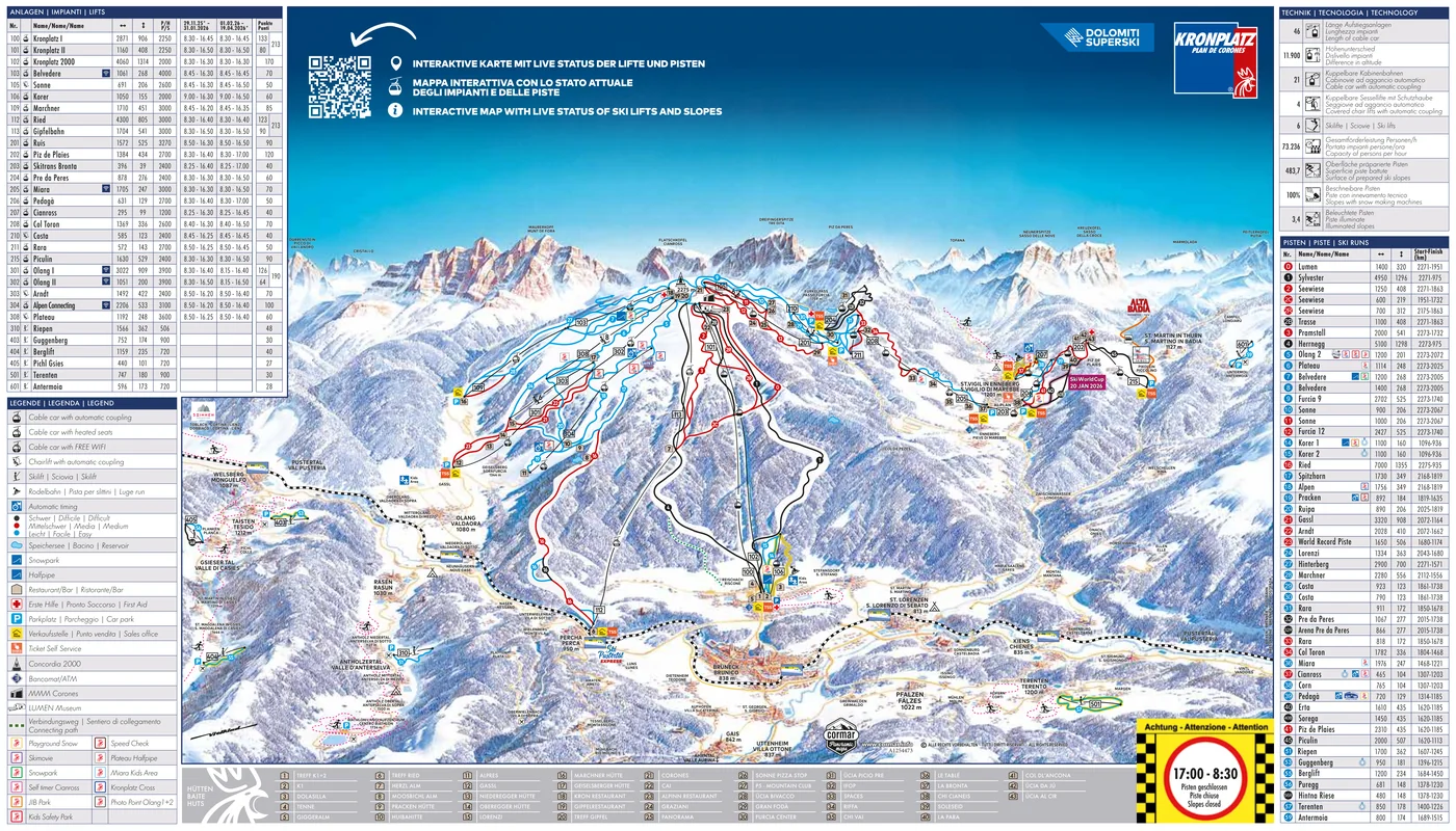 Mapa tras w Kronplatz