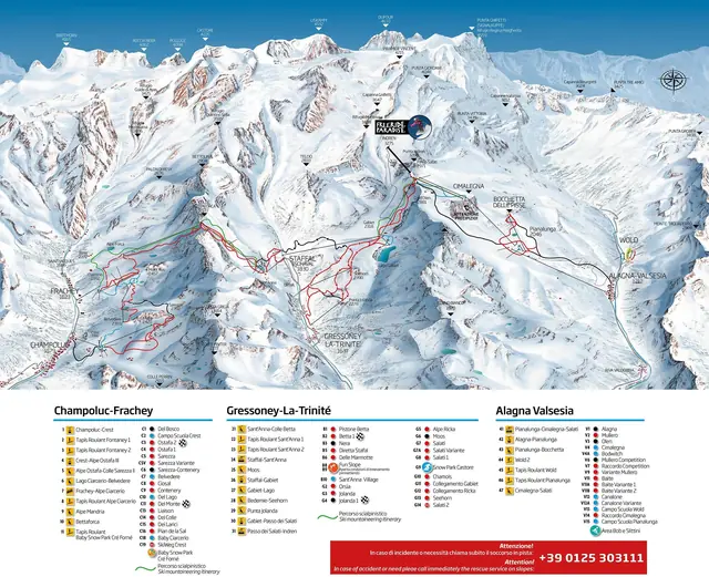 Mapa tras Gressoney-La-Trinité