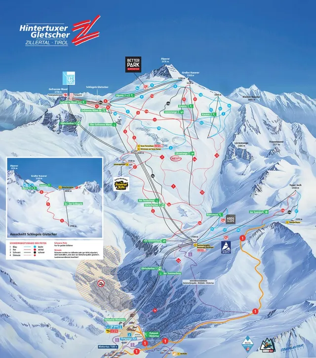 Mapa tras Hintertux