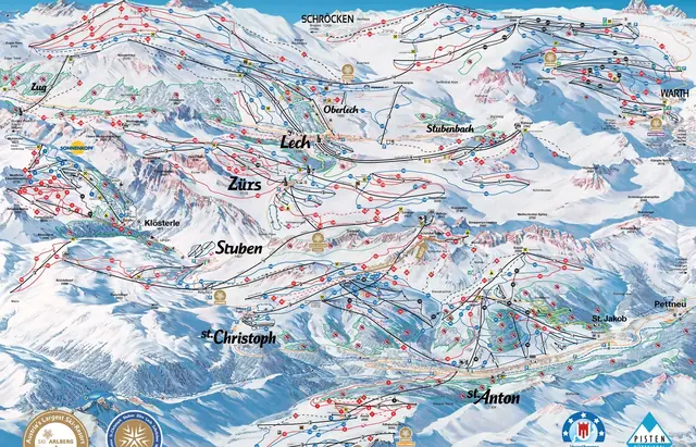 Mapa tras Lech-Zürs